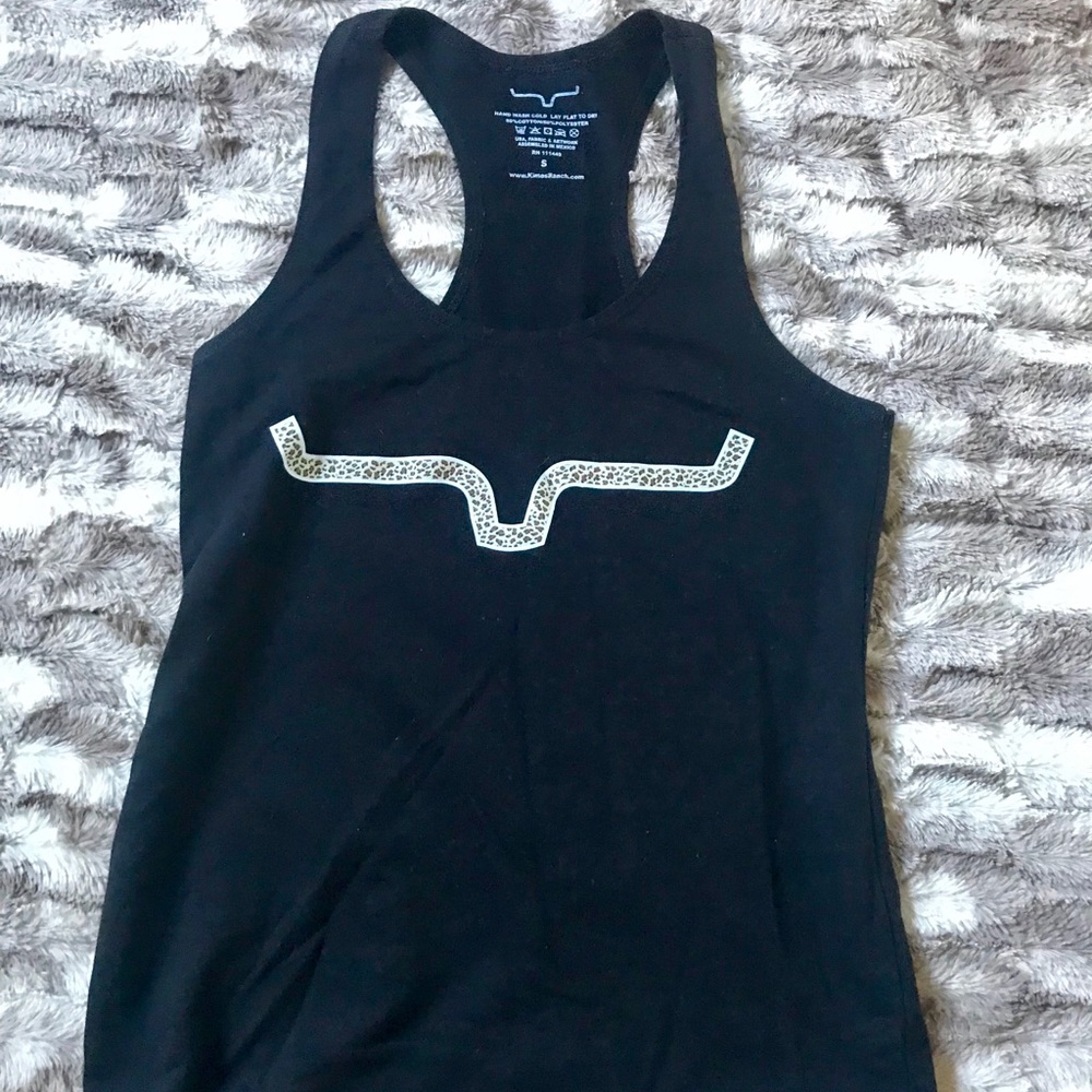 Kimes Ranch black and leopard tank, size small